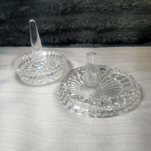 VTG Ring Holders - 1980 Fostoria for Avon & Diamond Point Sunburst Pressed Glass